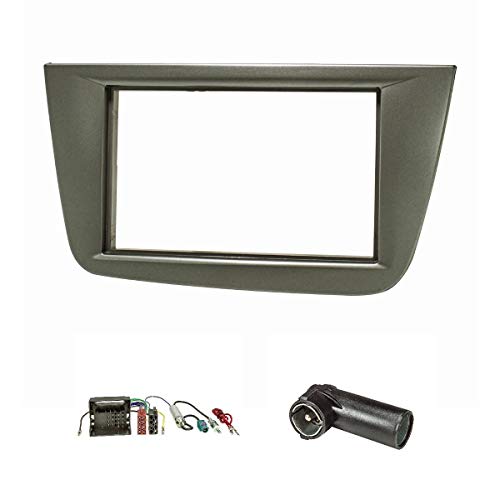 Marco para radio doble DIN para Seat Altea (Set), XL, Toledo 5 P, QUAD LOCK, Plata-metalizado