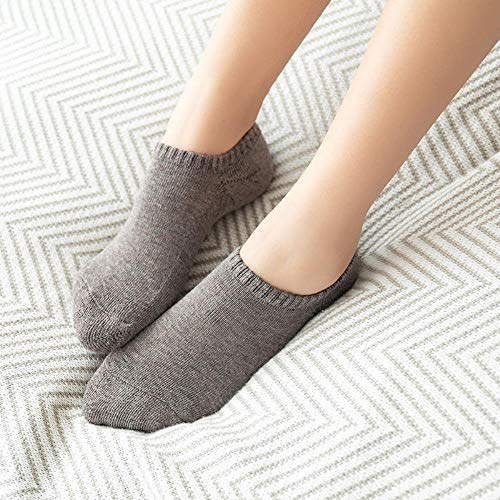 MARKOO Moda 3 Pares De Calcetines De Mujer Zapatillas Color Sólido Grueso Invierno Algodón Calcetines De Barco para   Mujer Invisible, Gris Oscuro, Talla Única