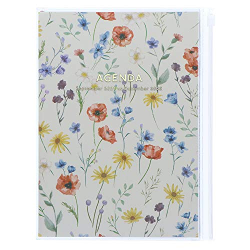 MARK'S 2021/2022 Taschenkalender A5 vertikal, Flower Pattern // Ivory