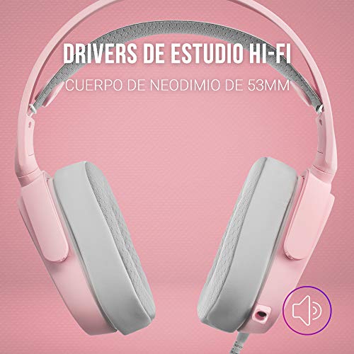 Mars Gaming MHAXP Rosa, Auriculares RGB multiplataforma, Micro extraíble, 53mm HiFi