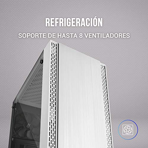 MARSGAMING MCNW, Caja Gaming ATX, Ventana Lateral + Rejilla Frontal, Blanco