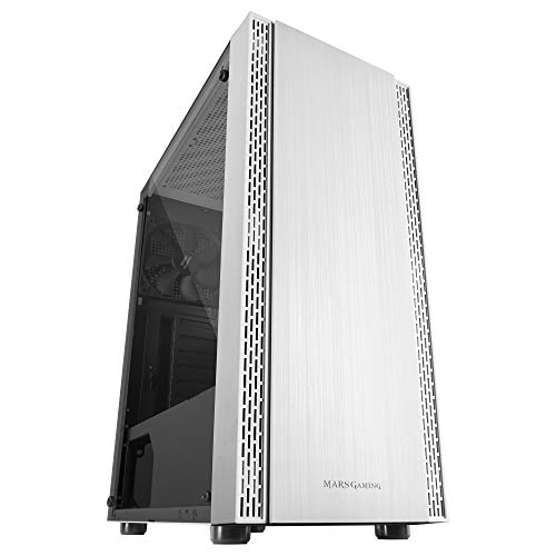 MARSGAMING MCNW, Caja Gaming ATX, Ventana Lateral + Rejilla Frontal, Blanco