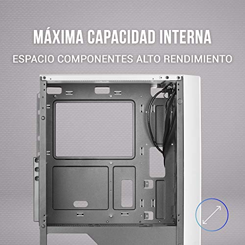 MARSGAMING MCNW, Caja Gaming ATX, Ventana Lateral + Rejilla Frontal, Blanco