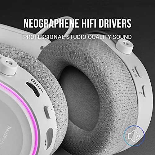 MARSGAMING MHWW, Auriculares Inalámbricos + Micrófono Extraíble, Sonido Espacial 7.1, Blanco