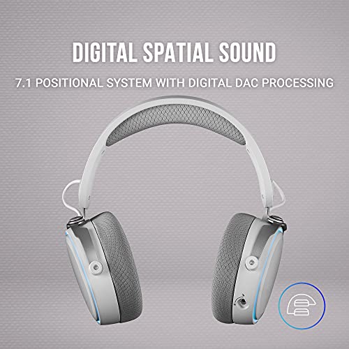 MARSGAMING MHWW, Auriculares Inalámbricos + Micrófono Extraíble, Sonido Espacial 7.1, Blanco