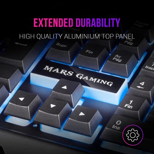 MARSGAMING MK120ES, Teclado Gaming FRGB, Aluminio, Antighosting, Soporte Smartphone, Español, Gris y Negro