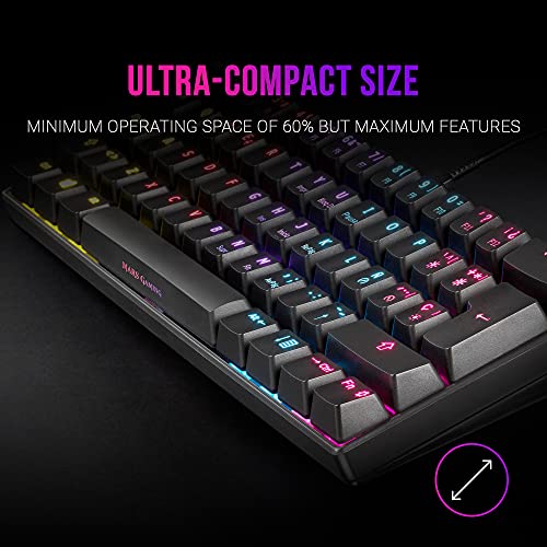 MARSGAMING MKMINIRES Negro, Teclado Mecánico RGB, Ultra-Compacto, Switch Rojo, ES