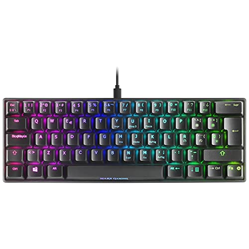 MARSGAMING MKMINIRES Negro, Teclado Mecánico RGB, Ultra-Compacto, Switch Rojo, ES