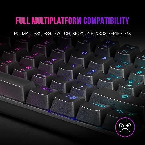 MARSGAMING MKMINIRES Negro, Teclado Mecánico RGB, Ultra-Compacto, Switch Rojo, ES