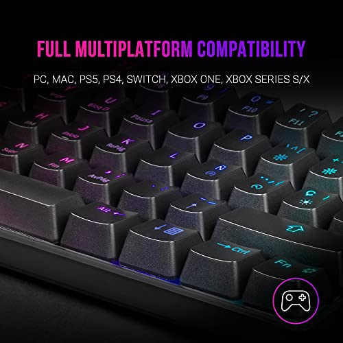 MARSGAMING MKMINIRES Negro, Teclado Mecánico RGB, Ultra-Compacto, Switch Rojo, ES