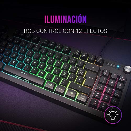 MARSGAMING MKREVOES, Teclado Gaming TKL + Pad Numérico, RGB Control, Layout ES