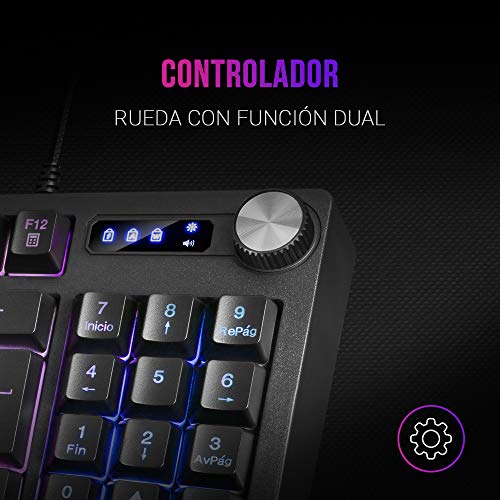 MARSGAMING MKREVOES, Teclado Gaming TKL + Pad Numérico, RGB Control, Layout ES