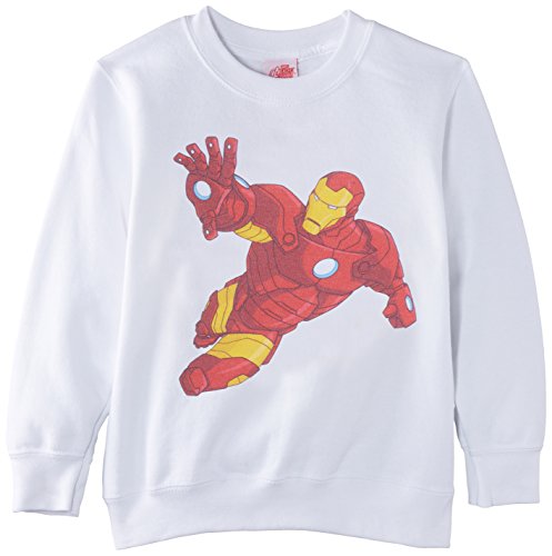 Marvel Avengers Assemble Armored Iron Man Simple Sudadera, Blanco, XL para Niños
