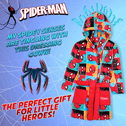 Marvel Bata de Casa Niño de Spiderman, Albornoz Niño Forro Polar, Regalos Para Niños 3-10 Años (Multicolor, 4-5 anni)