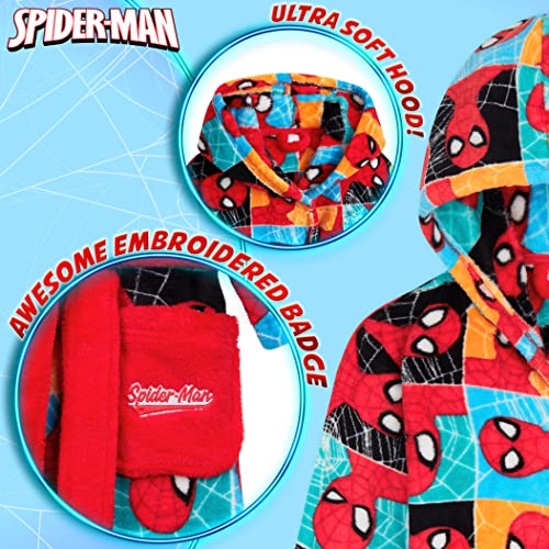 Marvel Bata de Casa Niño de Spiderman, Albornoz Niño Forro Polar, Regalos Para Niños 3-10 Años (Multicolor, 4-5 anni)