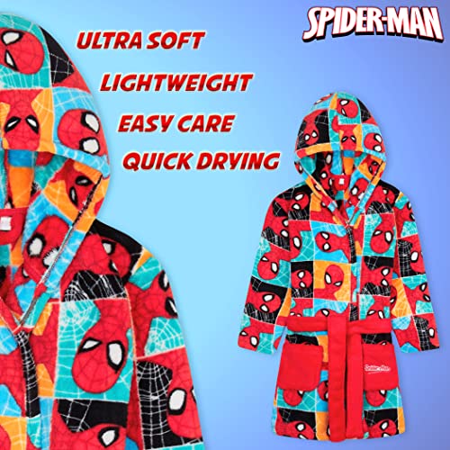 Marvel Bata de Casa Niño de Spiderman, Albornoz Niño Forro Polar, Regalos Para Niños 3-10 Años (Multicolor, 4-5 anni)