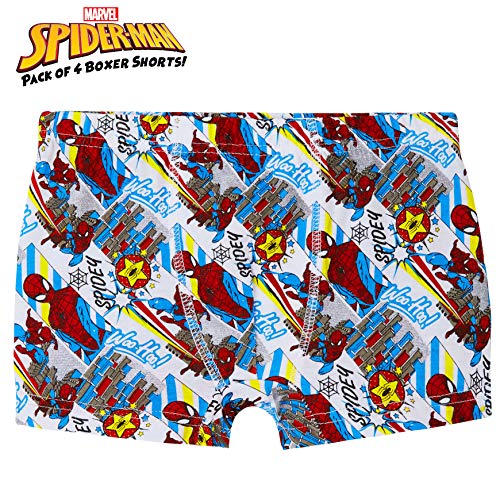 Marvel Spiderman Boxer Niño, Pack de 4 Calzoncillos Niño Transpirables, Ropa Niño Interior de Algodon, Regalos para Niños Edad 2-14 Años (Multi, 7-8 años)