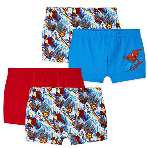 Marvel Spiderman Boxer Niño, Pack de 4 Calzoncillos Niño Transpirables, Ropa Niño Interior de Algodon, Regalos para Niños Edad 2-14 Años (Multi, 7-8 años)