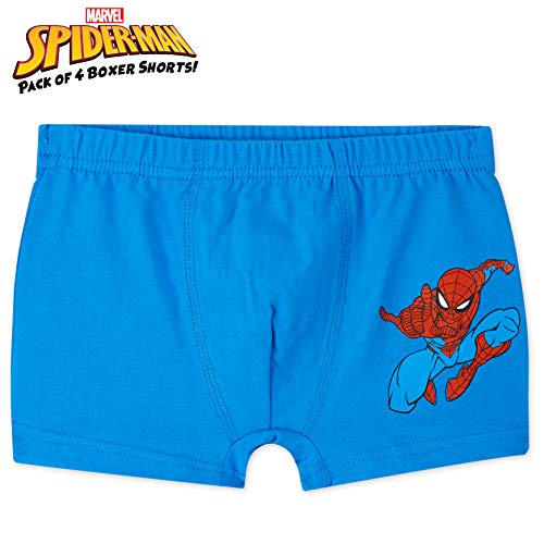 Marvel Spiderman Boxer Niño, Pack de 4 Calzoncillos Niño Transpirables, Ropa Niño Interior de Algodon, Regalos para Niños Edad 2-14 Años (Multi, 7-8 años)