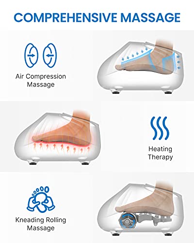 Masajeador de pies RENPHO, función de calor más fuerte para todo el pie, presión de aire ajustable e intensidades de masaje, alivia los pies cansados, hasta el número de calzado 46 - control remoto