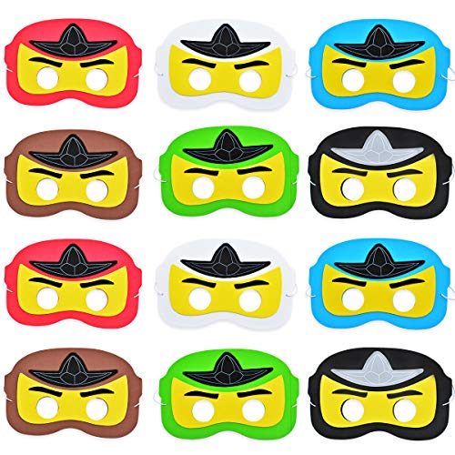 Máscara de ninja, dibujos animados de superhéroes disfrazan a los niños con máscara de ojos para la fiesta de cumpleaños, favores de la fiesta 12