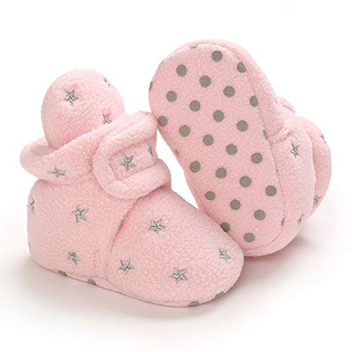 MASOCIO Botas Bebe Niño Niña Invierno Botines Botitas Bebé Recién Nacido Zapatillas Casa Zapatos Primeros Pasos Patucos Pantuflas Rosa Talla 18 0-6 Meses