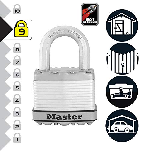 MASTER LOCK Candado Alta Seguridad [Llaves] [Acero Laminado] [Exterior] M5EURD - Ideal para Portales, Garages, Sótanos