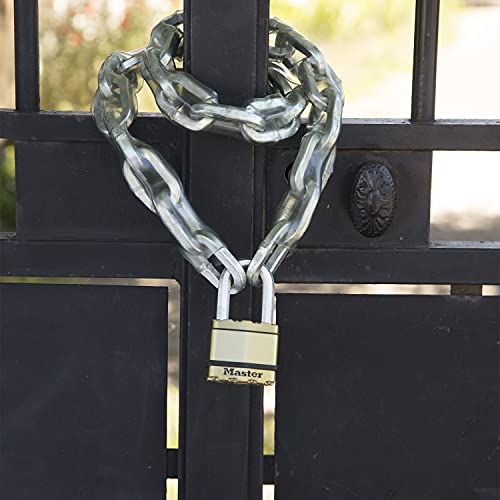 MASTER LOCK Candado Alta Seguridad [Llaves] [Acero Laminado y Acabado en Latón] [Exterior] [Arco M] [Lote de 2] M5BEURTLF - Ideal para Portales, Garages, Sótanos