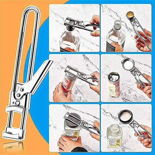 Master Opener Adjustable Jar & Bottle Opener, Multifunctional Stainless Steel Manual Can Opener Jar Lid Gripper, Easily Apply for Variety of Kitchen Cans and Bottles of Various Sizes