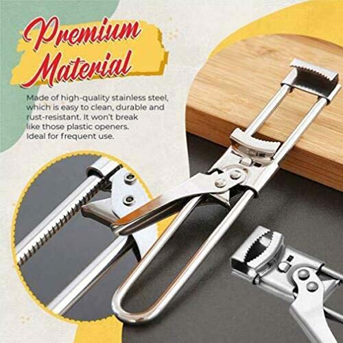 Master Opener Adjustable Jar & Bottle Opener, Multifunctional Stainless Steel Manual Can Opener Jar Lid Gripper, Easily Apply for Variety of Kitchen Cans and Bottles of Various Sizes