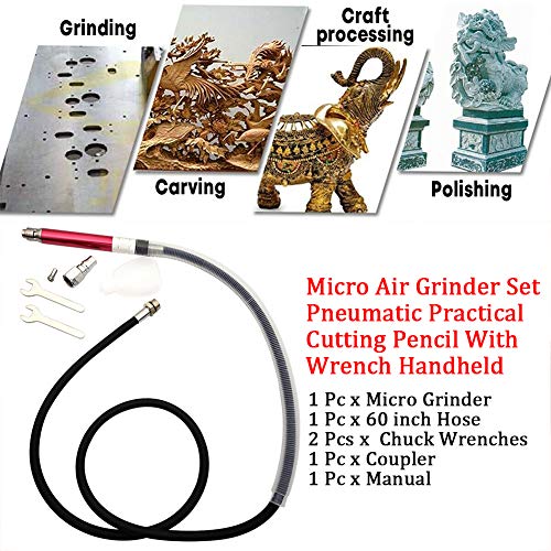 Matedepreso Air Micro Die Grinder Pencil Type 65000 RPM Polishing Tool Micro Air Grinder Set 90 PSI