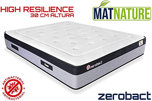 Matnature | Colchón Antibacterial Modelo Zerobact | Altura 30 cm | Colchón Viscoelástico | Colchón High Resilience | Gran Confort | Todas Las Medidas