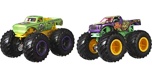 Mattel - Hot Wheels Monster Truck Duos FYJ64 de Demolición, modelos aleatorios, paquete de 2, modelos surtidos