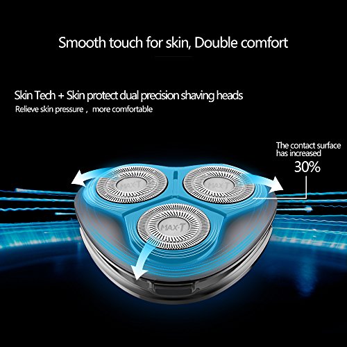 MAX-T Afeitadora Eléctrica Para Hombre , Máquina de Afeitar Impermeable Uso en Seco y Húmedo, Maquina Afeitar Shaver Cortapatillas Desplegable Para Bigote Y Patillas , Recargable