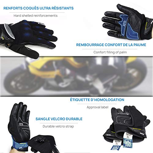 MAXAX Guantes Moto Aprobado por CE para motocicleta y scooter - Guante Táctile y Transpirable -1KP Estándar Europeo Aprobado por CE - Cuero y Textil -