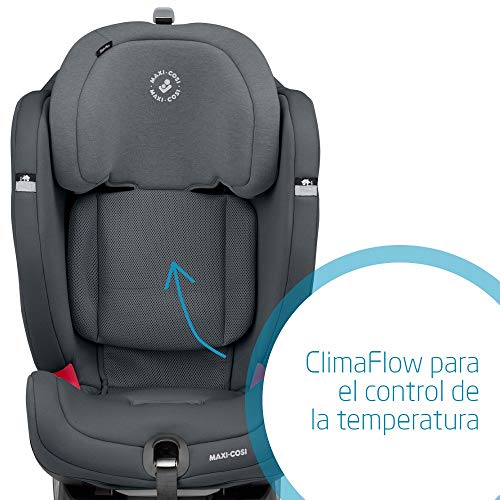 Maxi-Cosi Titan Plus Silla Coche Bebé Grupo 1/2/3 ISOFIX, 9 - 36 kg, Silla Auto Bebé Reclinable con Reductor y Clima Flow para el Control de la Temperatura, Niño 9 Meses- 12 Años, Graphite (gris)