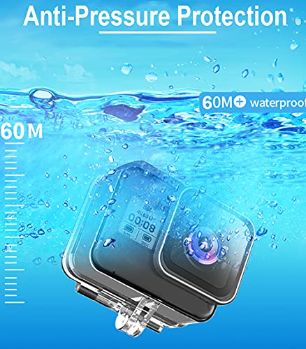 MAXKU Carcasa impermeable para cámara GoPro Hero 8 Black Action accesorios, resistente al agua 60 m, con pinza de montaje rápido, accesorios para GoPro Hero8 Black