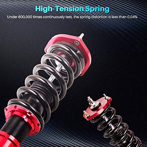 maXpeedingrods 4x Coilover Regulable de 24 Niveles, Amortiguador para Lexus IS300 2001-2005 XE10 1998–2005, Suspensión Roscada con Muelle, Kit Completo de Resorte Helicoidal, Altura Regulable Rojo