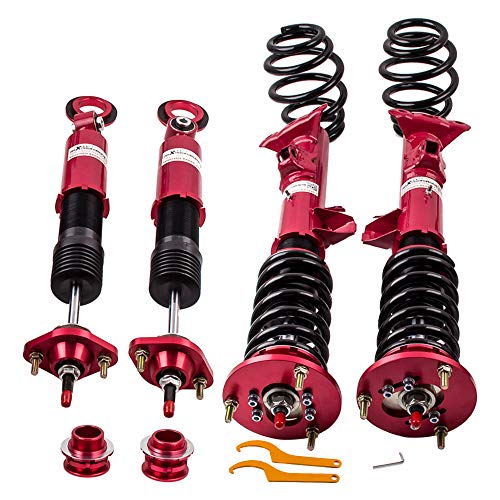 maXpeedingrods 4x Coilover Regulable de 24 Niveles, Amortiguador Roscado para BMW 3 Series E36 318i 323i 325i 328i 328is 328ic M3, Suspensión con Muelle 2 Delanteros y 2 Traseros de Resorte Helicoidal