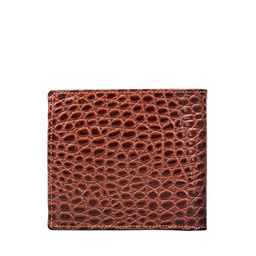 Maxwell Scott® Cartera de dos secciones con monedero interior en piel Italiana con Grabado tipo Croco, Castaña Croco (Ticciano Croco)