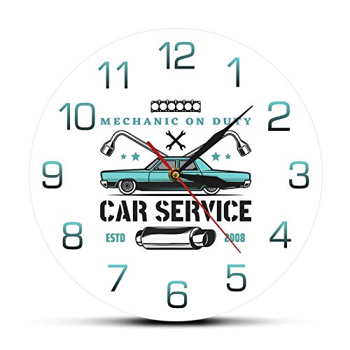 Mecánico de Servicio, Servicio de Coche, Garaje, Reloj de Pared Personalizado, Tienda de reparación de Coches Antiguos, Logotipo publicitario, Reloj de Pared Personalizado para señal de Coche