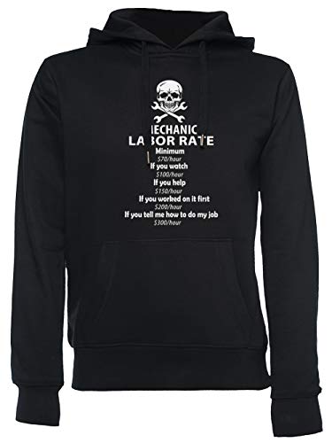 Mecánico Labor Tarifa Unisexo Hombre Mujer Sudadera con Capucha Negro Unisex Men's Women's Hoodie Black