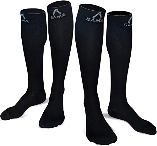 Medias de Compresión Mujer y Hombre, Clase 2 – 2 Pares de Calcetines de Compresión Mujer – Ideal para Vuelos, Deportes, Circulación Sanguínea – Calcetines Compresivos Enfermera y Embarazada