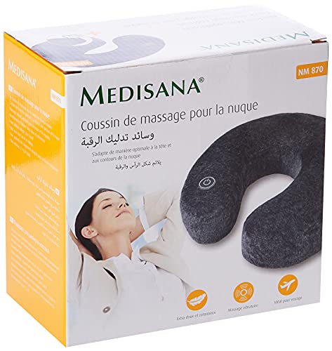 Medisana NM 870 Masajeador de cuello con masaje vibratorio, media luna para el cuello ideal para el hogar, la oficina o de camino, calmante para el cuello y los hombros