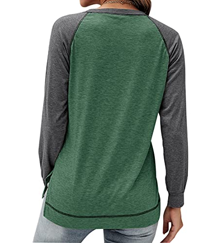 Meerway Camiseta de manga larga para mujer, verde, XL