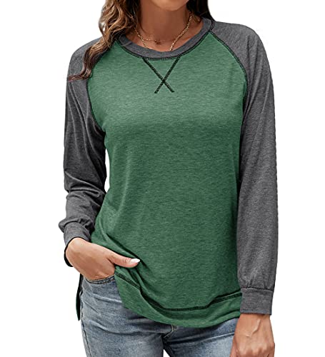 Meerway Camiseta de manga larga para mujer, verde, XL