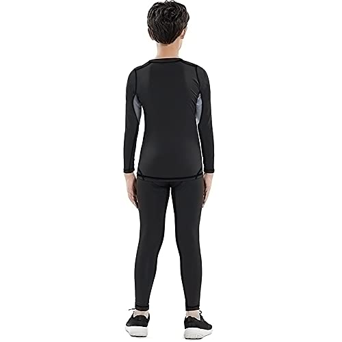 MeetHoo Conjunto Ropa Interior Termica para Niños Camisetas Termicas Deportivas Manga Larga Decathlon Pantalon Termico Futbol Niño de Esquí Forro de Lana para Correr