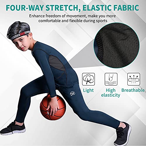 MeetHoo Conjunto Ropa Interior Termica para Niños Camisetas Termicas Deportivas Manga Larga Decathlon Pantalon Termico Futbol Niño de Esquí Forro de Lana para Correr