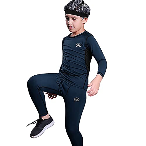 MeetHoo Conjunto Ropa Interior Termica para Niños Camisetas Termicas Deportivas Manga Larga Decathlon Pantalon Termico Futbol Niño de Esquí Forro de Lana para Correr