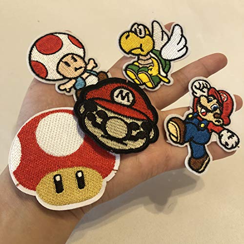 Meetlight - Parches para planchar y coser de los personajes de Super Mario Bros - Kit de parches bordados con diseños de videojuegos para ropa, chaquetas, mochilas y vaqueros, 16 unidades